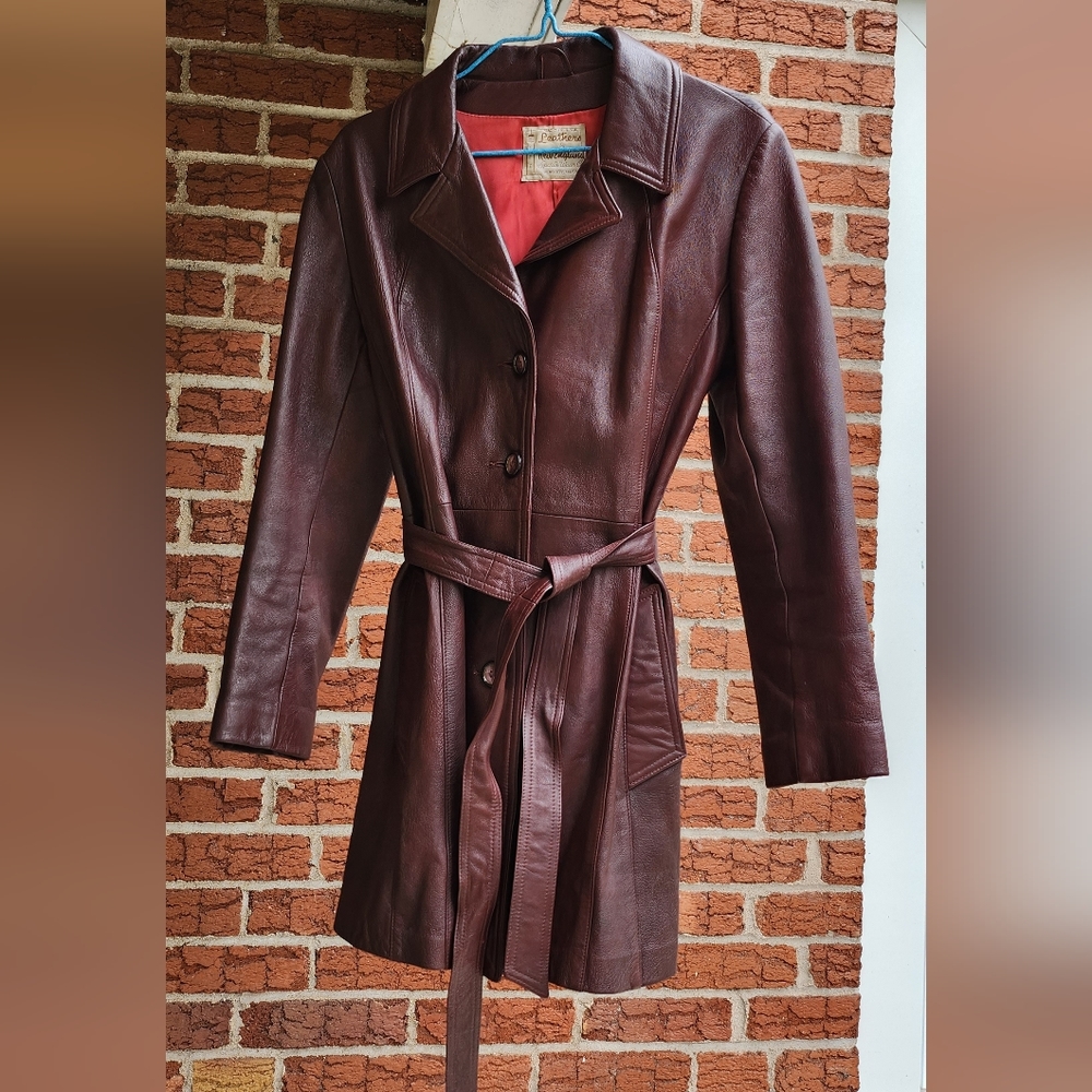 Womens long leather jacket